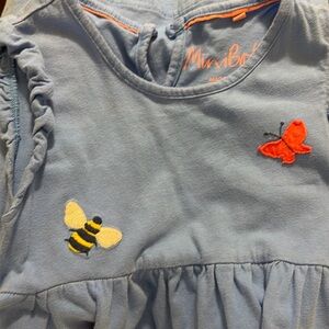 Mini Boden Blue Flower Bee Dress Sz 7-8 GUC